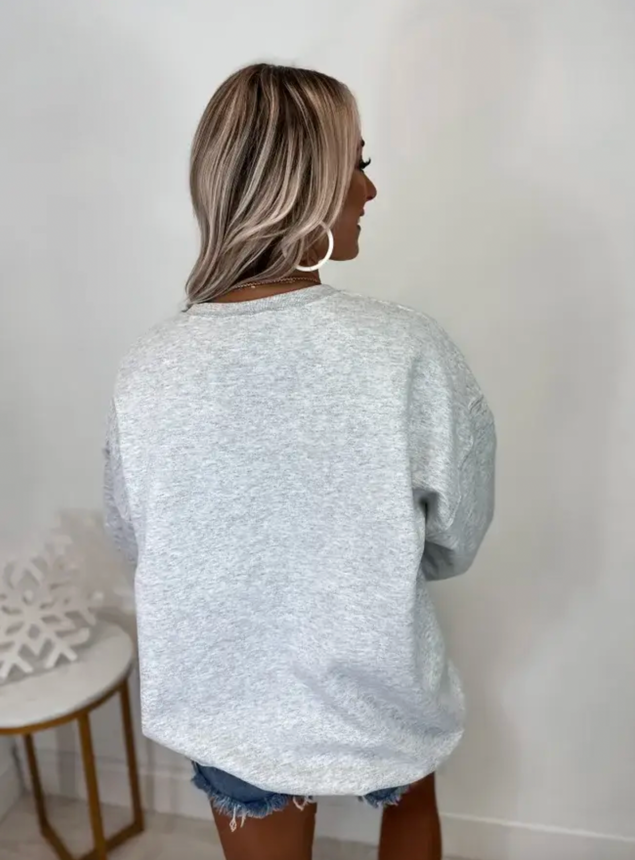 Merry Christmas Gray Graphic Crewneck