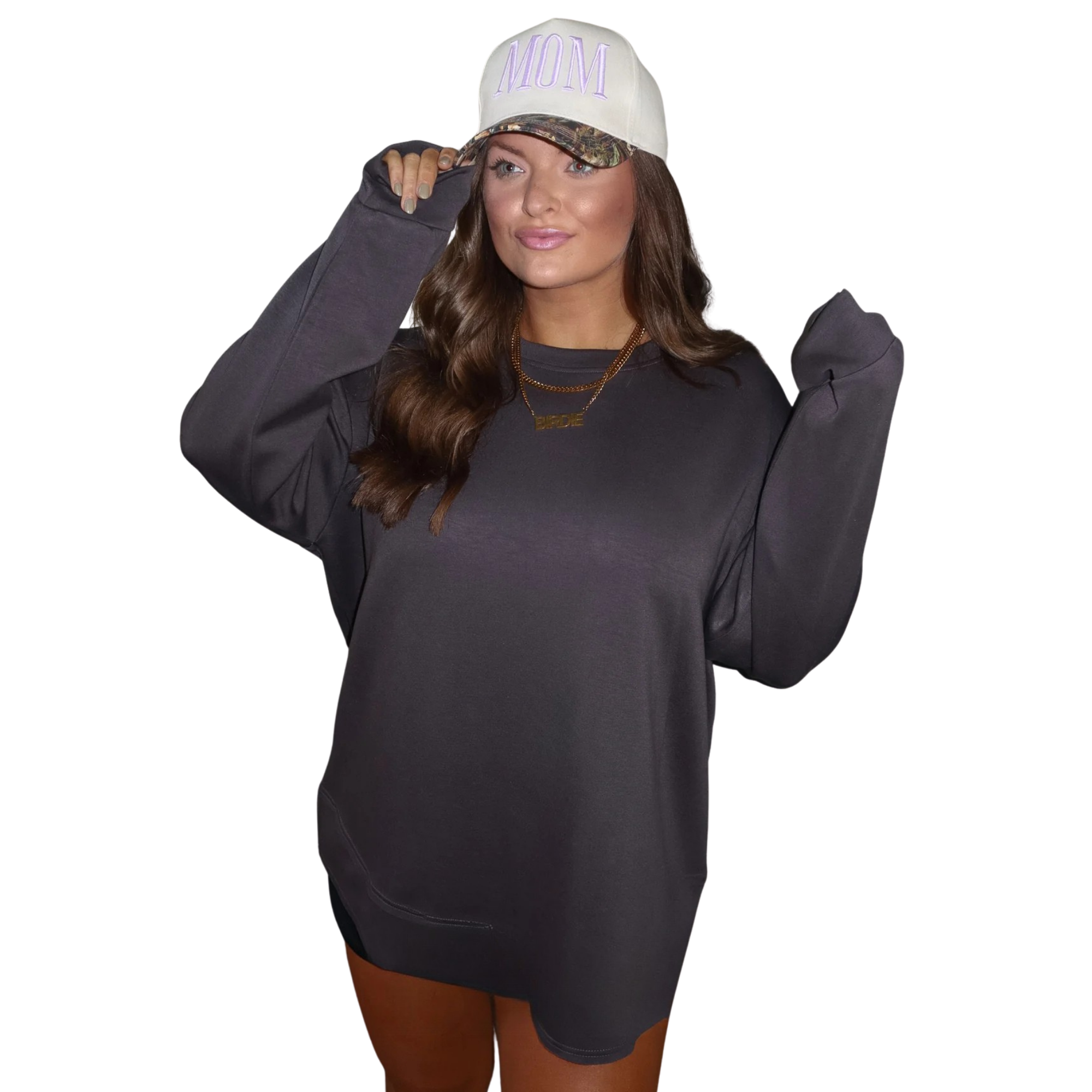 Charcoal Grey Modal Long Pullover