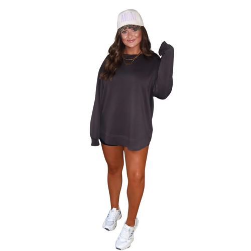 Charcoal Grey Modal Long Pullover