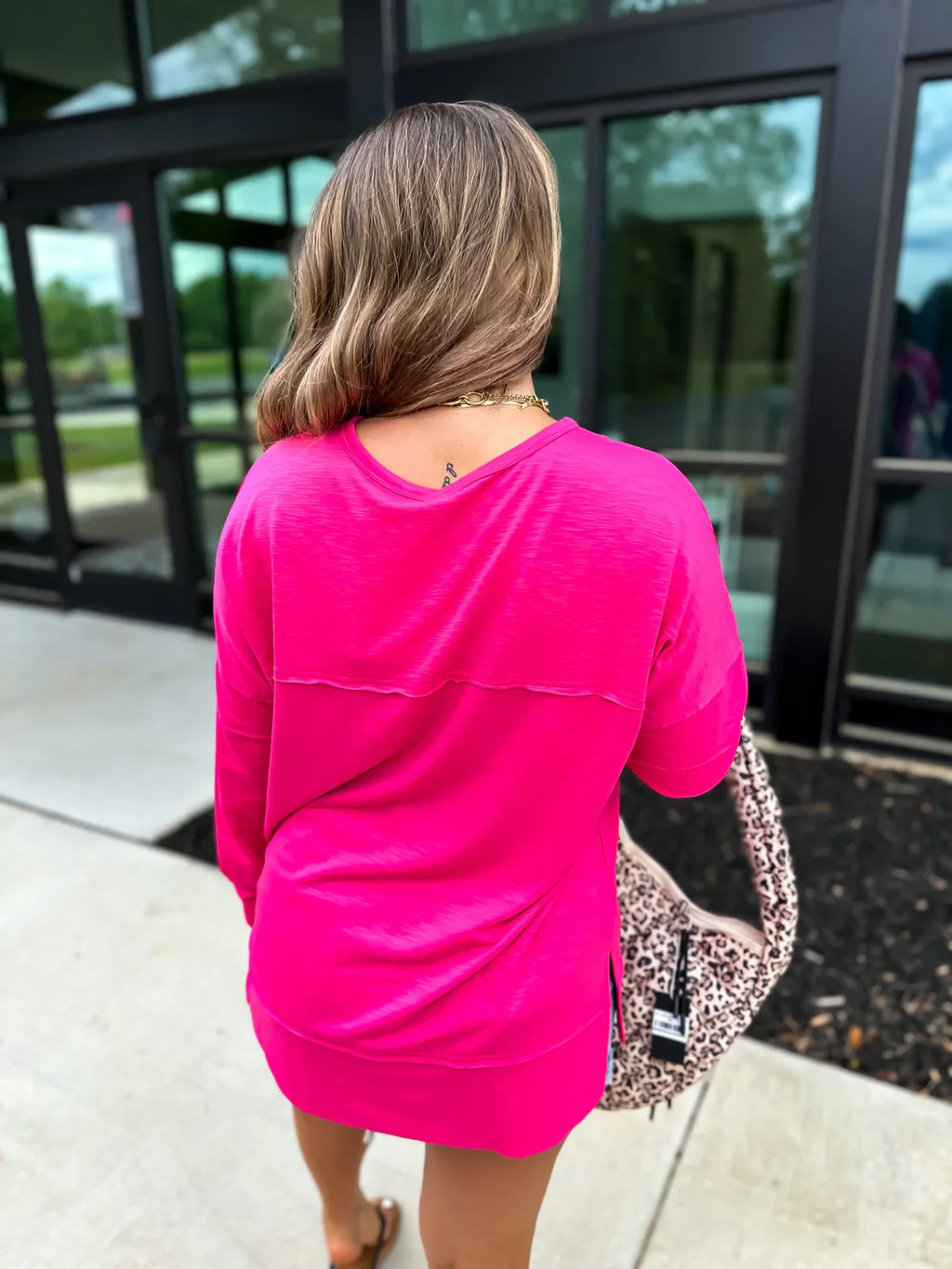 Pink Slub Long Sleeve Lightweight Shirt
