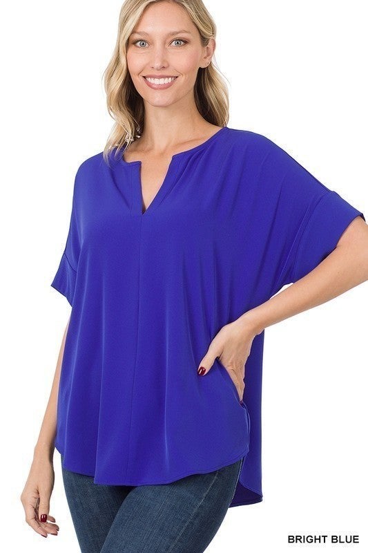 Woven V-neck Top