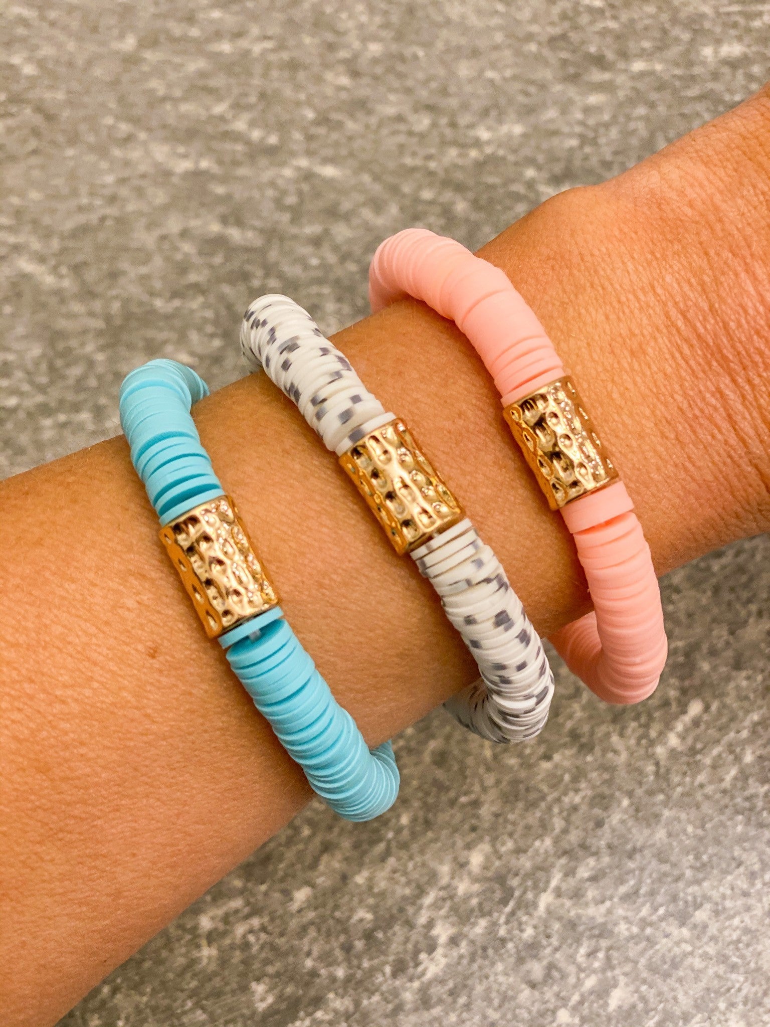 Colorful Beaded Bracelets w/ Gold Accent