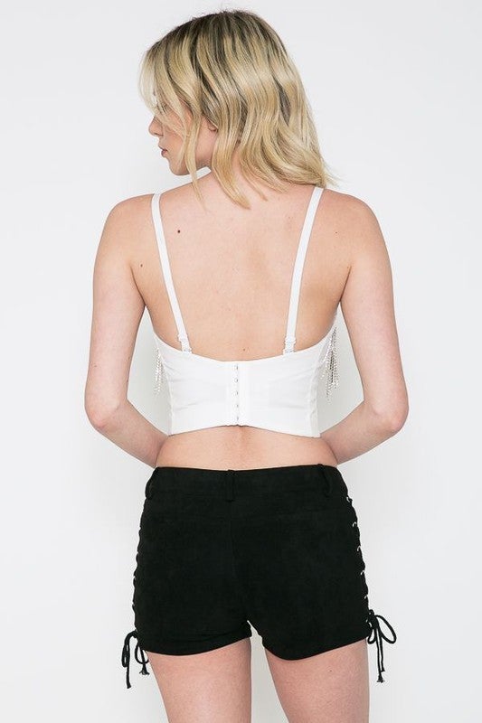Broadway Girl Fringe Bustier - White