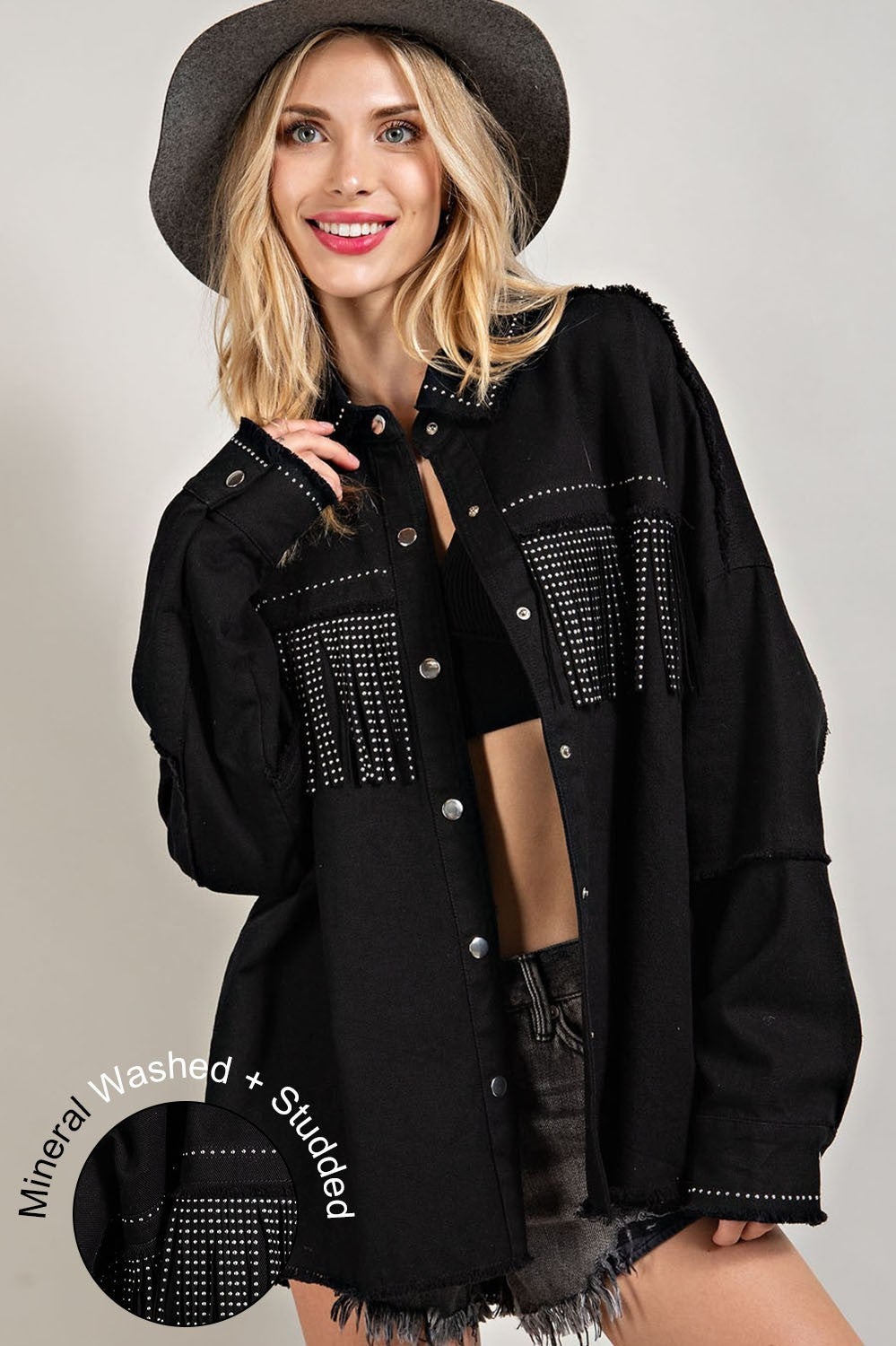 Simple Life Black Stud Light Weight Jacket