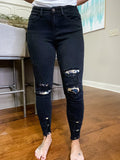 Black Destroyed Animal Patch Skinny Jeans