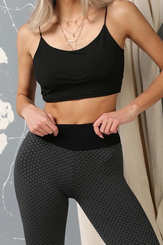 Textured Hip Push-Up Two-Tone Leggings