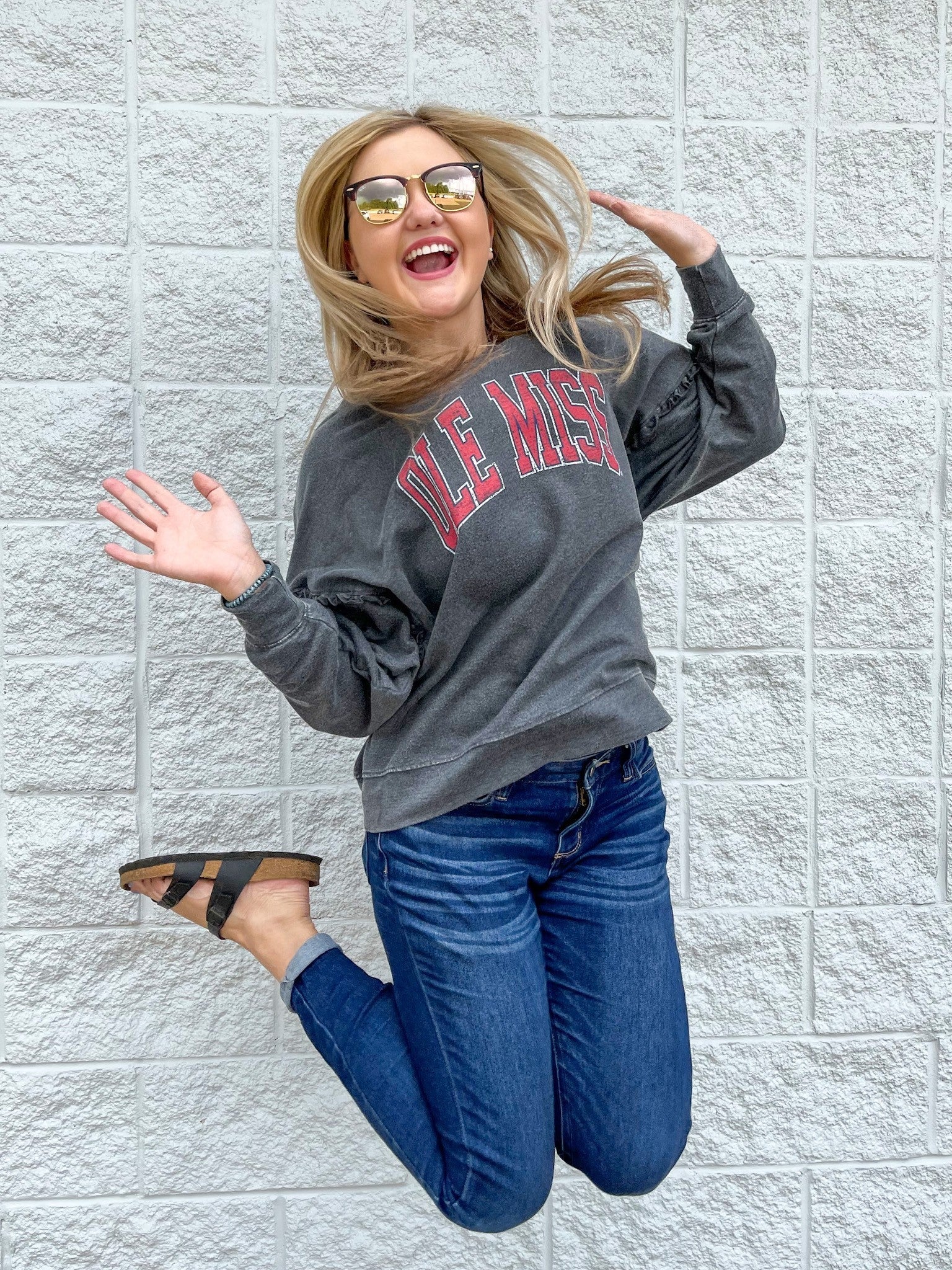 Ole Miss Acid Wash Pullover
