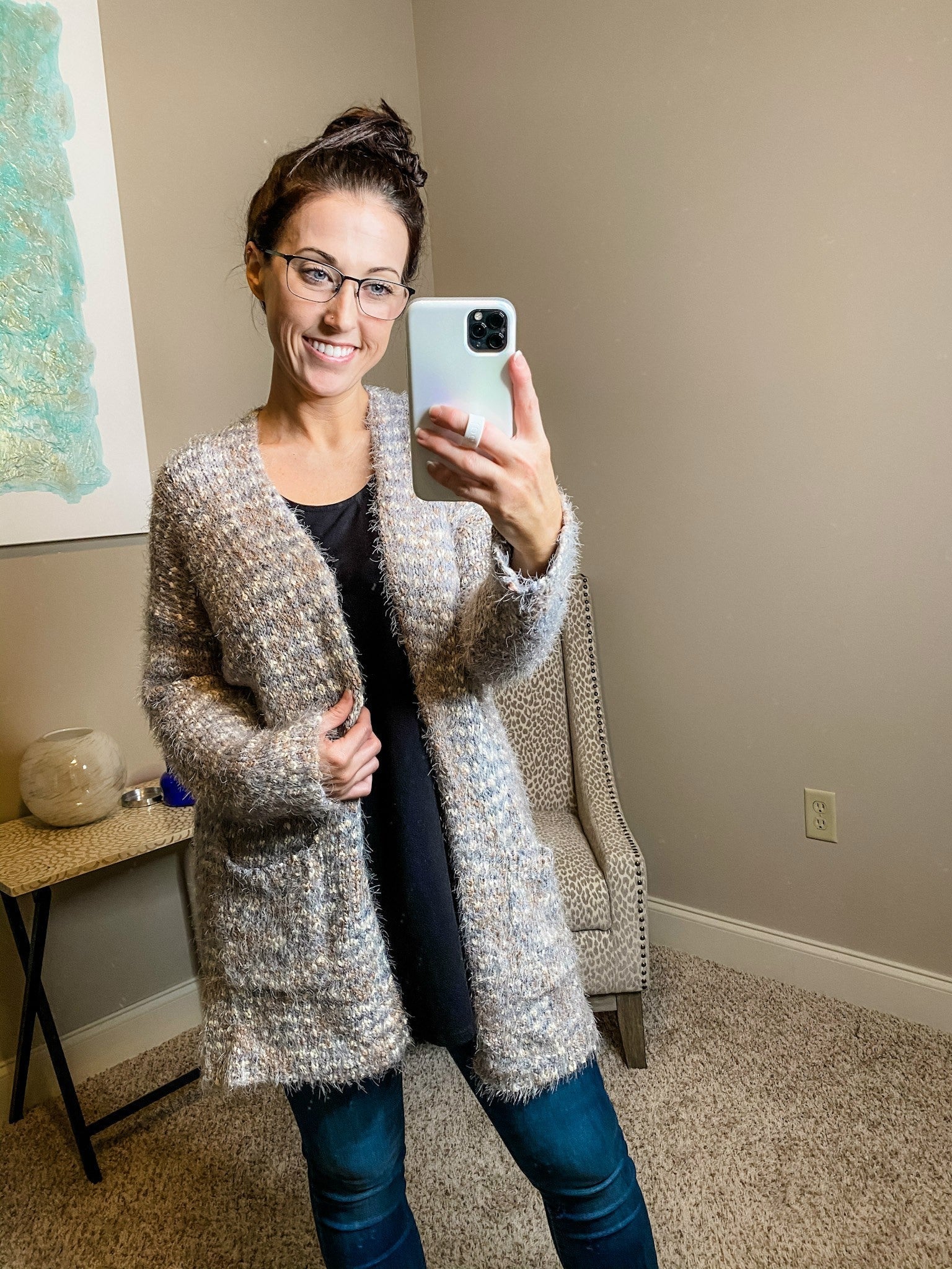 Multi Color Fuzzy Cardigan
