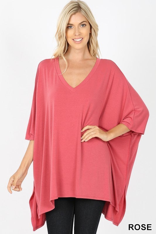 Oversized V-Neck Poncho