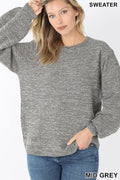 Balloon Sleeve Melange Sweater