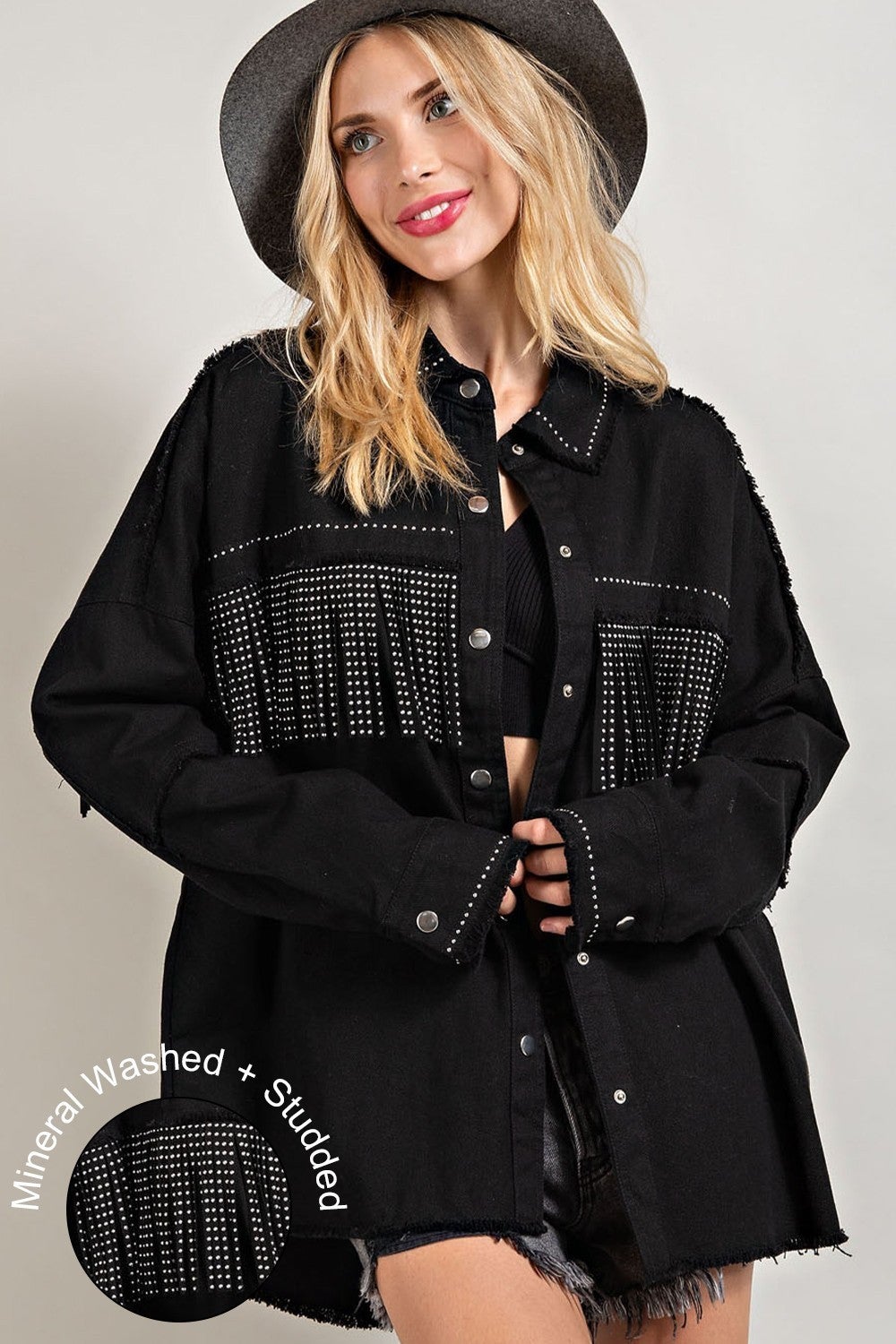 Simple Life Black Stud Light Weight Jacket