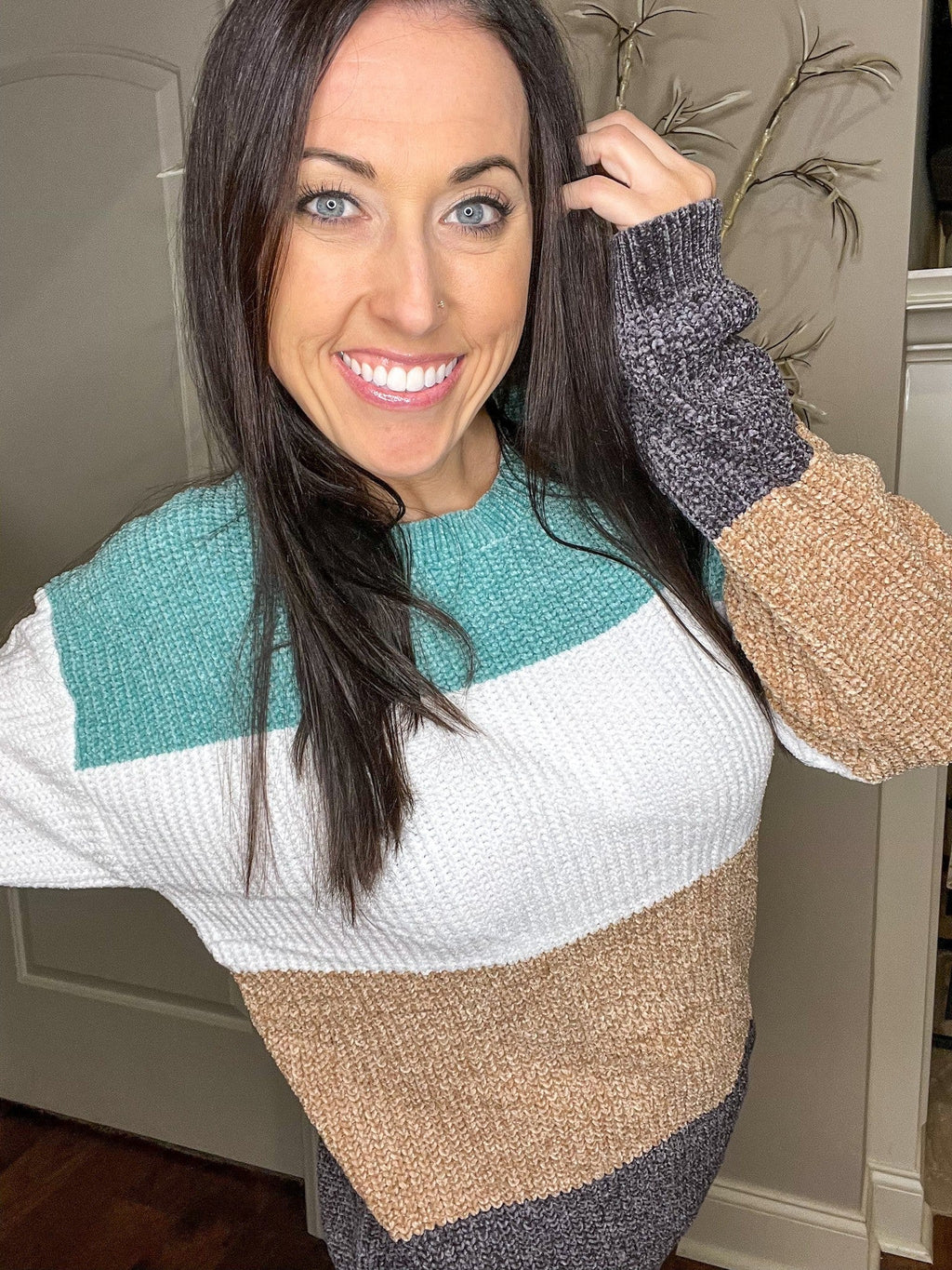 Color Block Chenille Sweater