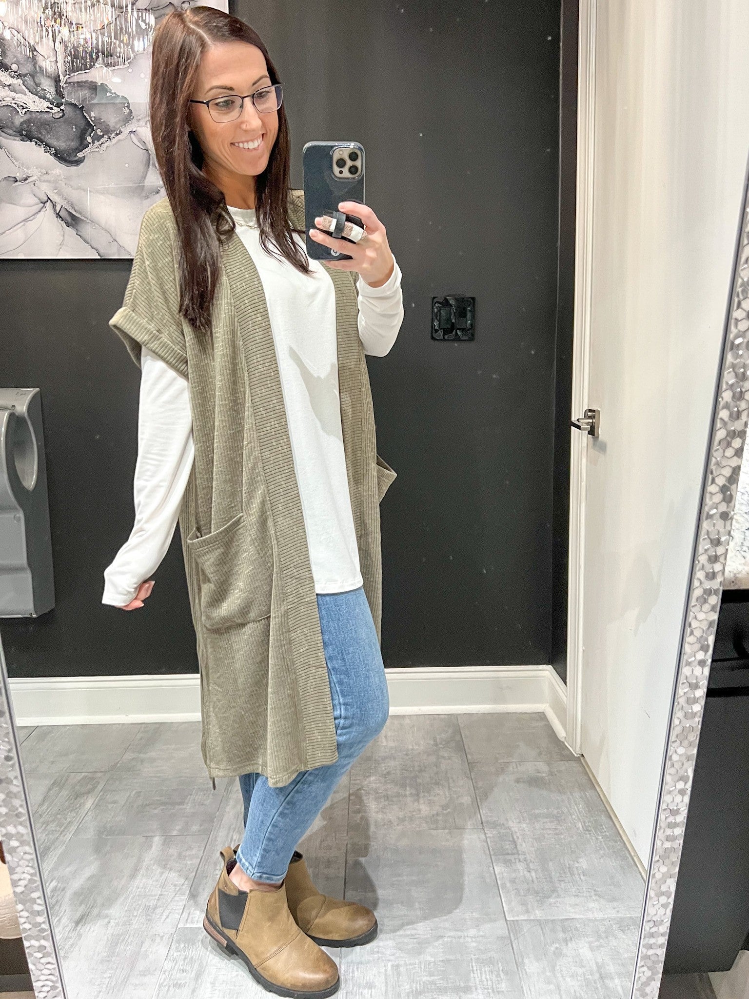 Solid Ribbed Short Sleeve Cardigan