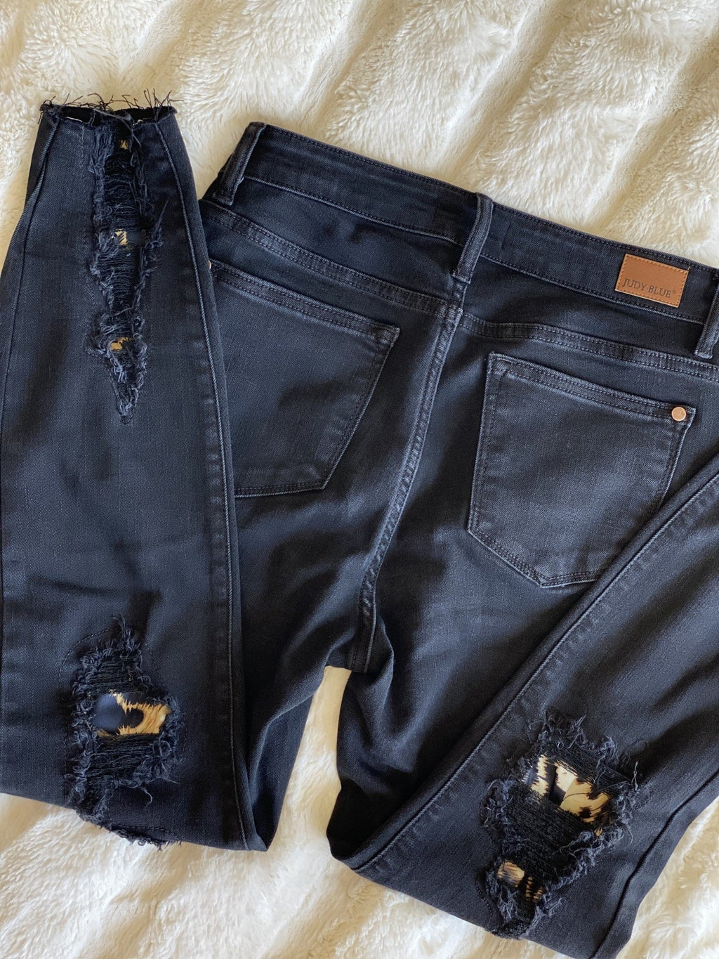 Black Destroyed Animal Patch Skinny Jeans