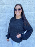 Melange Balloon Sleeve Sweater