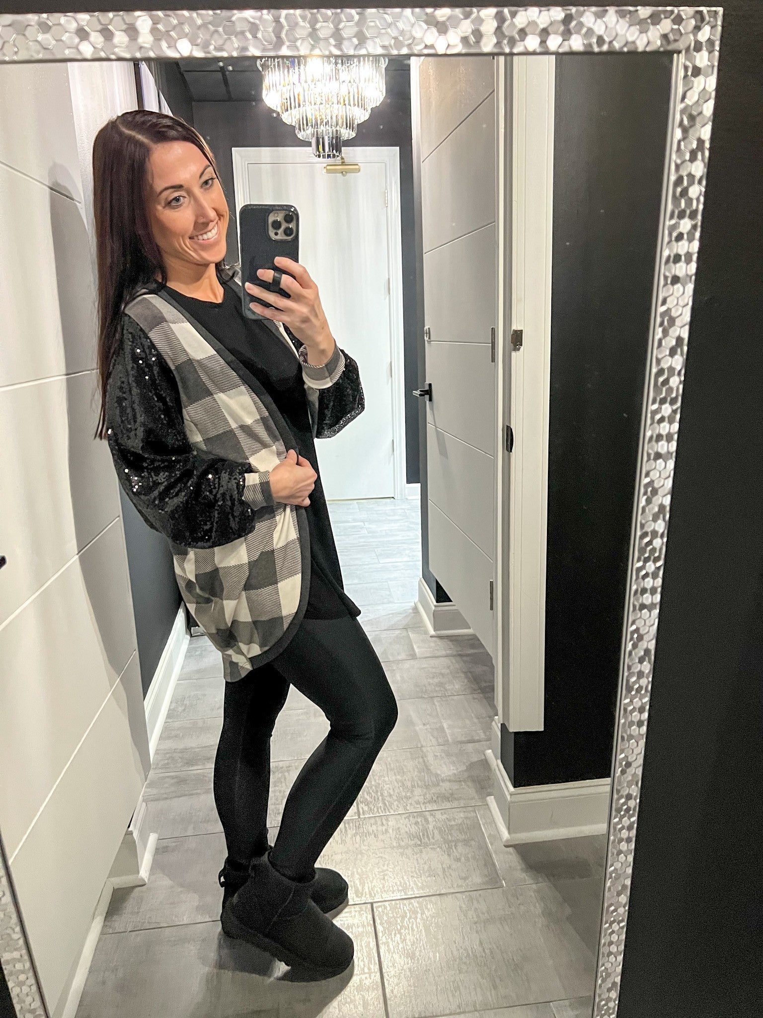 Sequin Contrast Cardigan