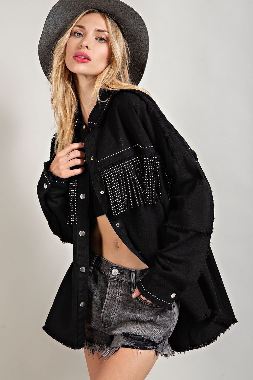 Simple Life Black Stud Light Weight Jacket