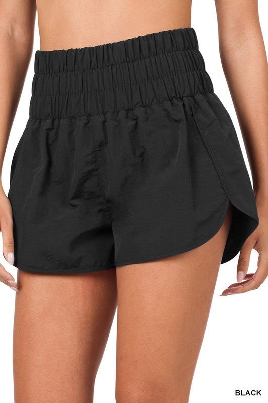 Windbreak Smocked Waistband Running Shorts
