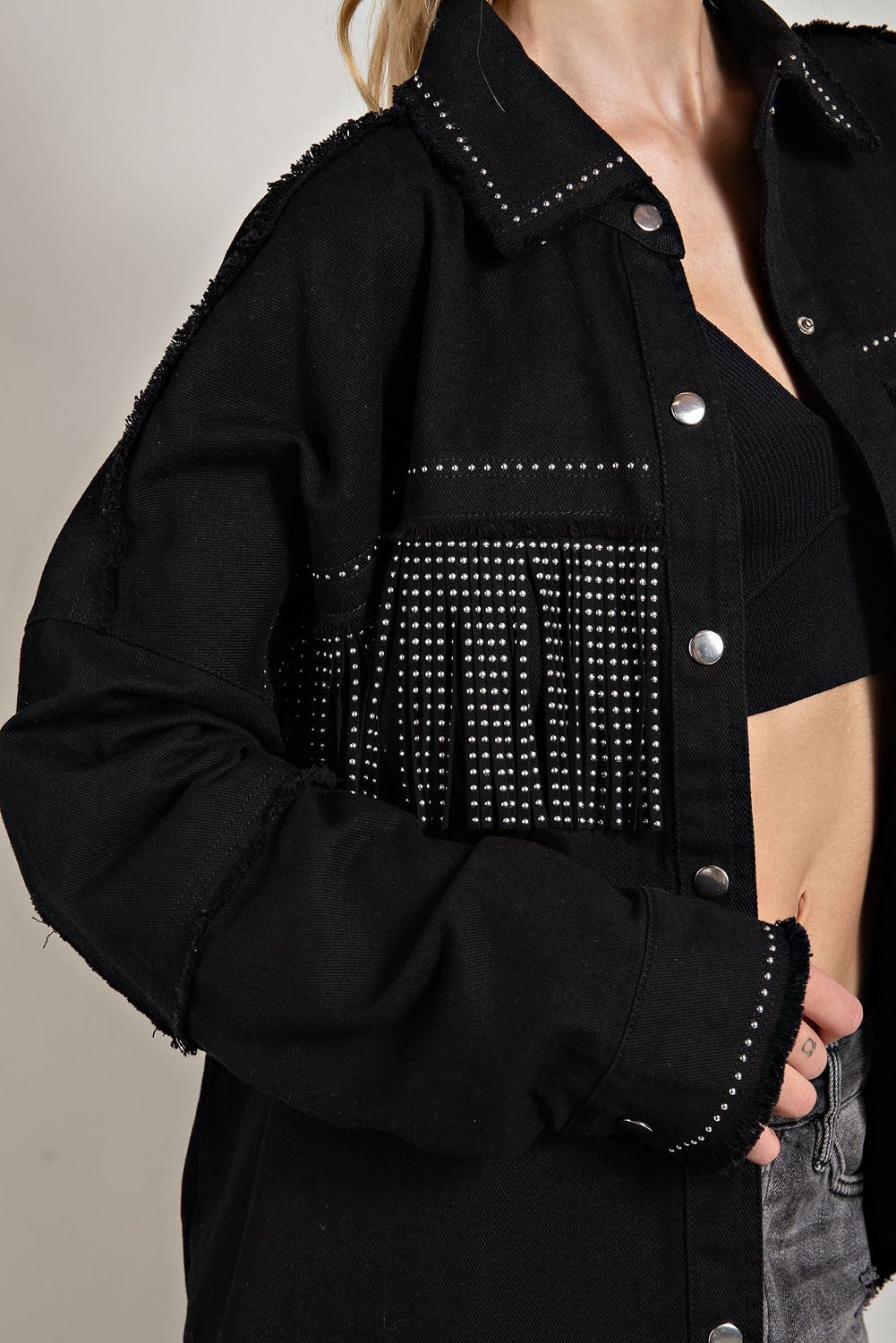 Simple Life Black Stud Light Weight Jacket