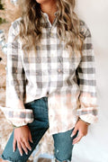 Gray Bleached Plaid Long Sleeve
