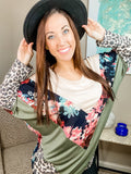 Floral Chevron Block Top