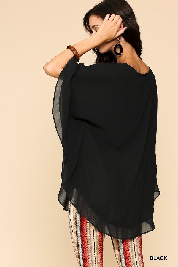 Sheer Contrast Flowy Top