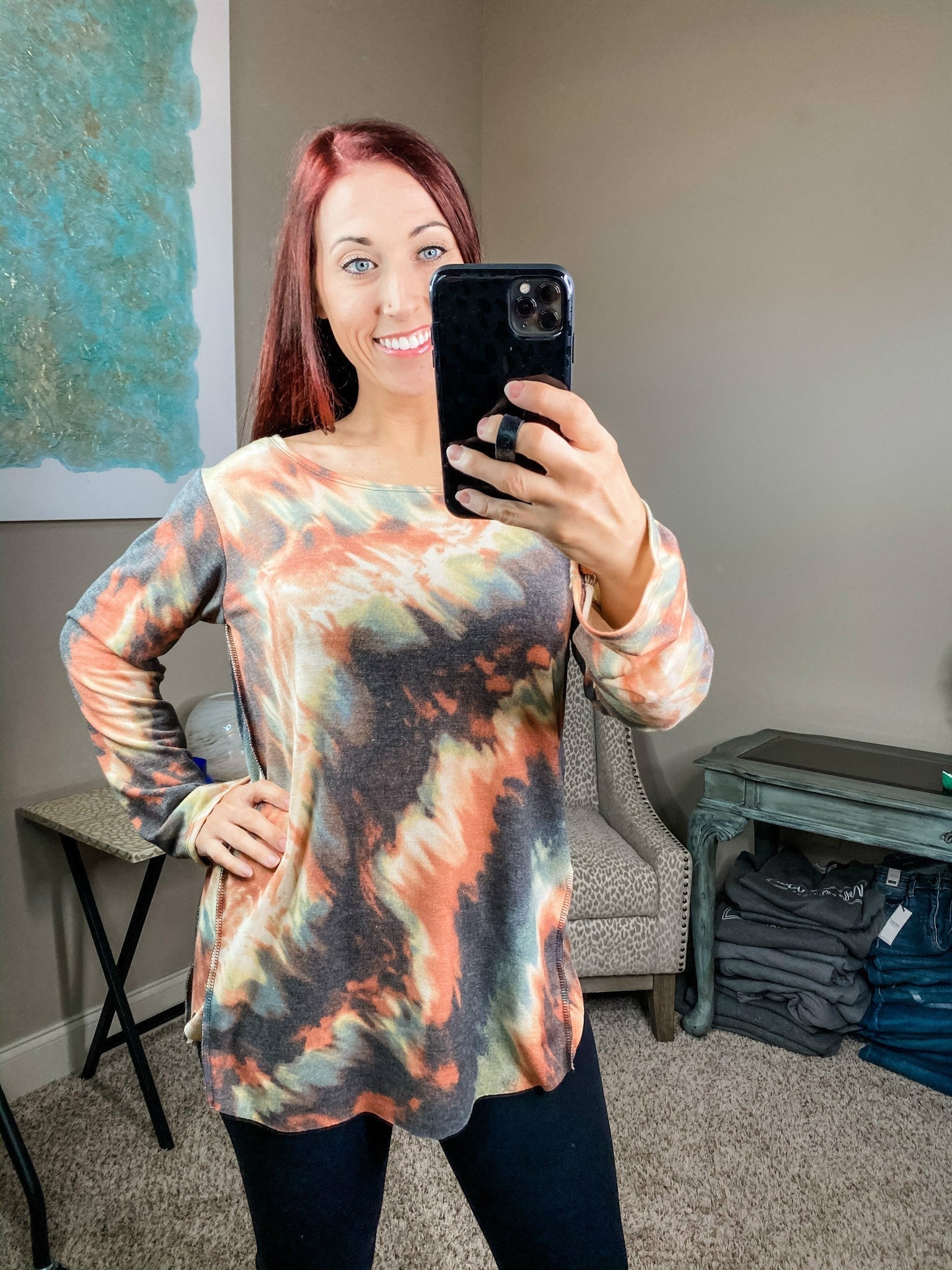 Tie Dye Boat Neck Top