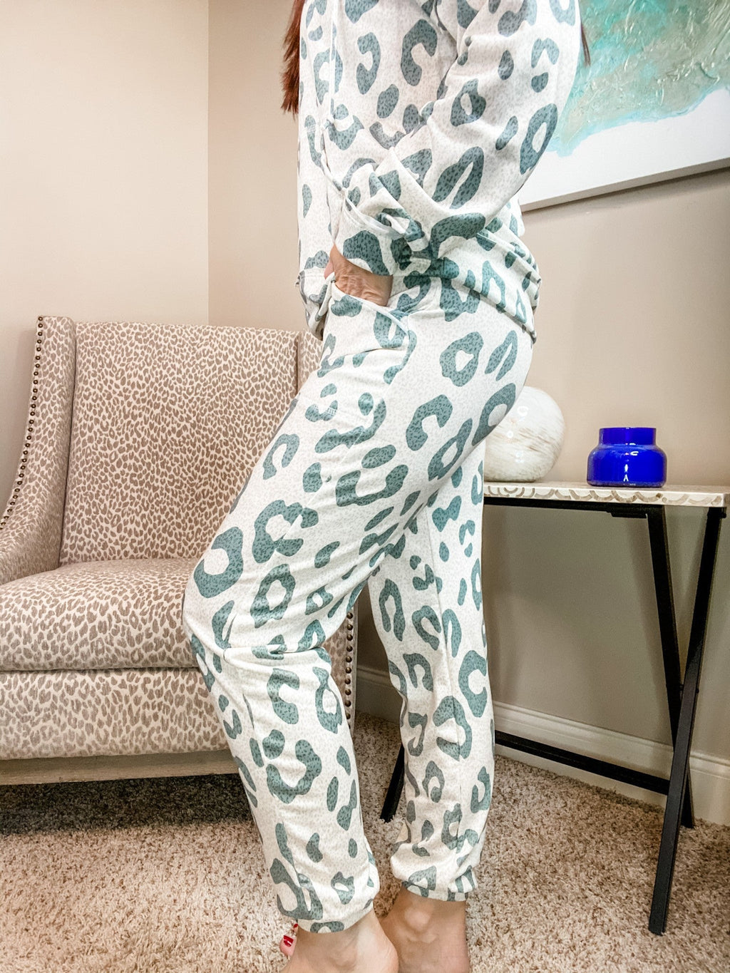 Animal Print Casual Knit Pants