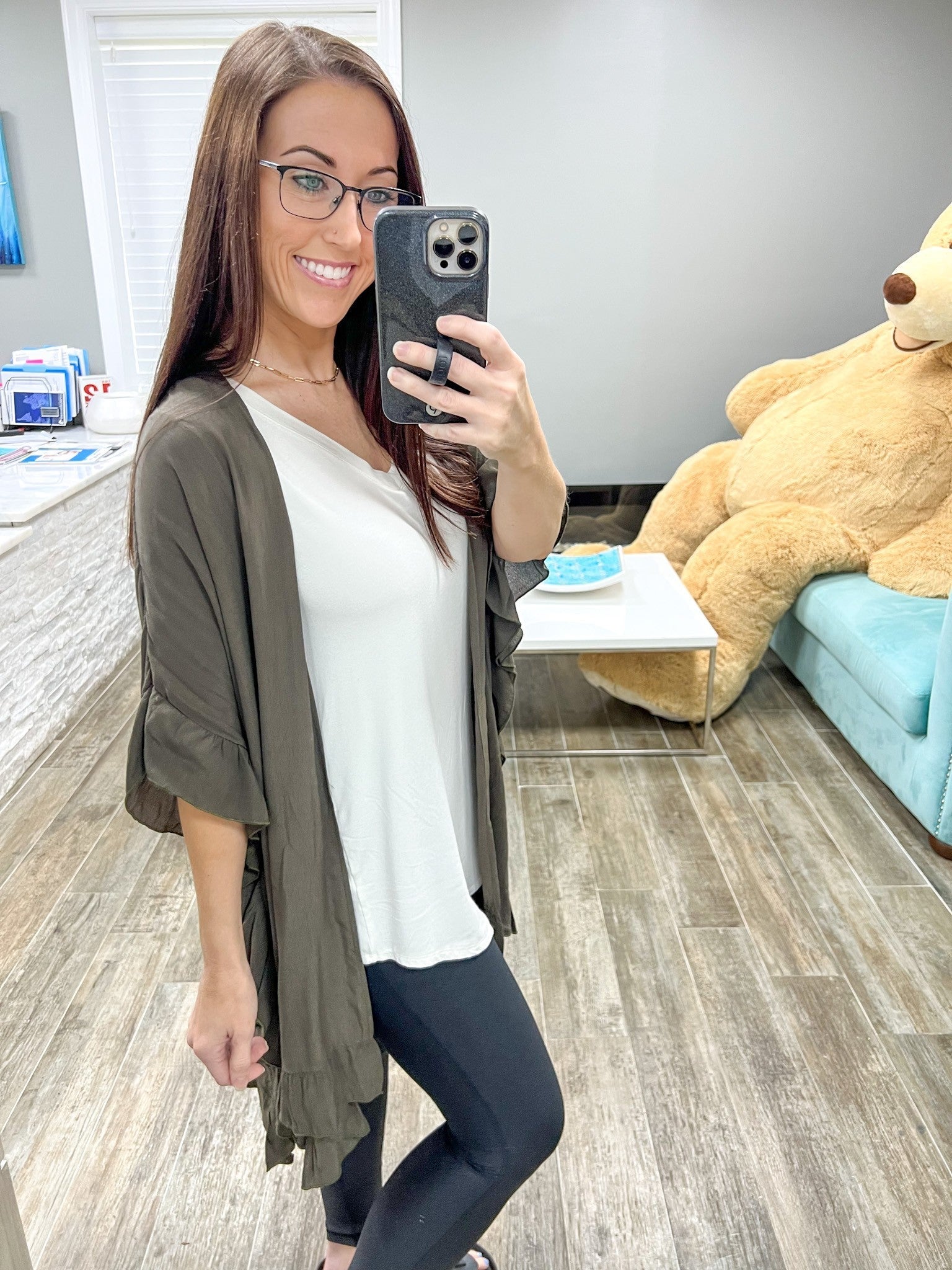 Ruffle Hem Dolman Kimono