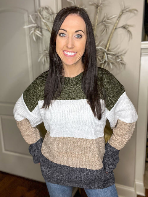 Color Block Chenille Sweater