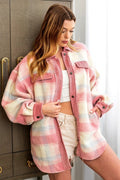Corduroy Brushed Plaid Shacket