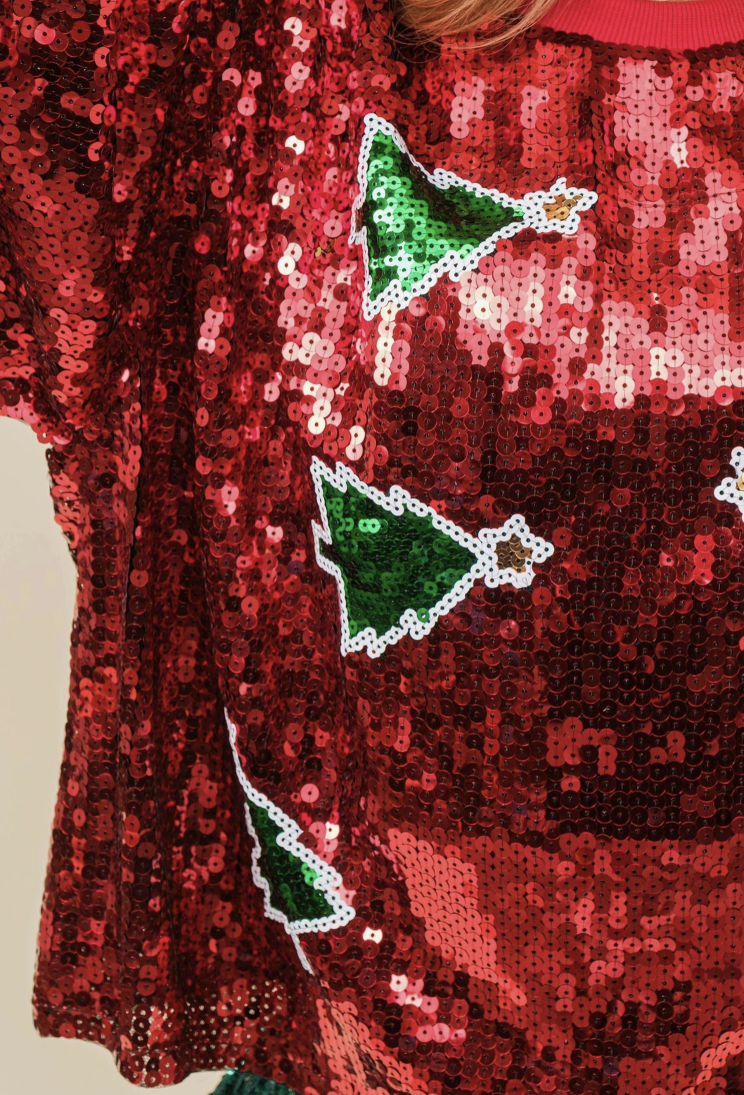 Christmas Tree Sequin Top
