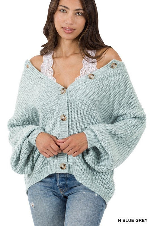 Balloon Sleeve Button Cardi