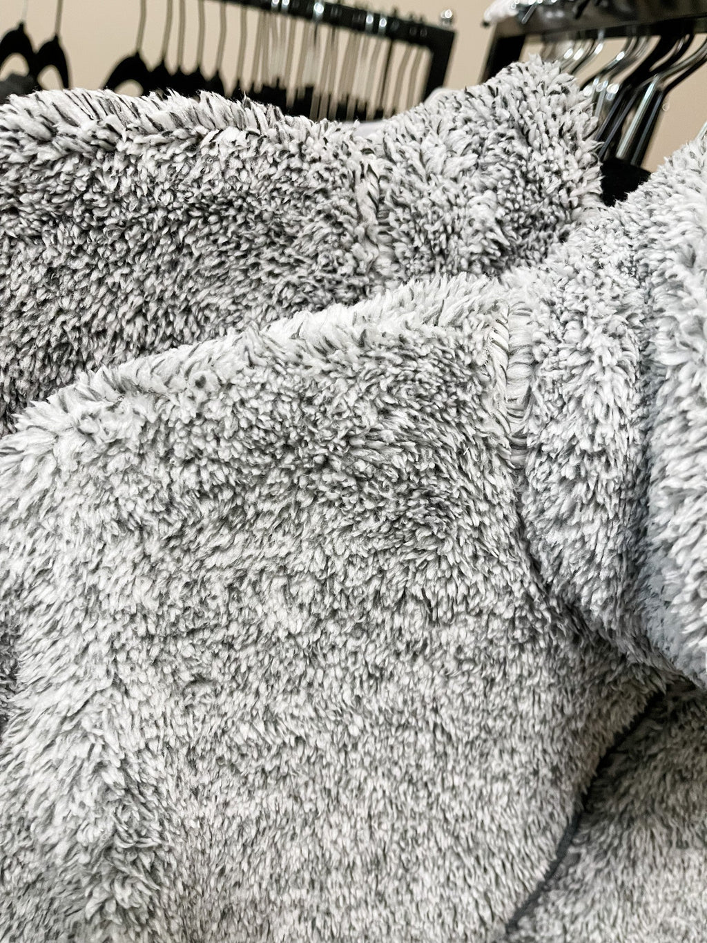 Melange Faux Fur Half Zip Pullover