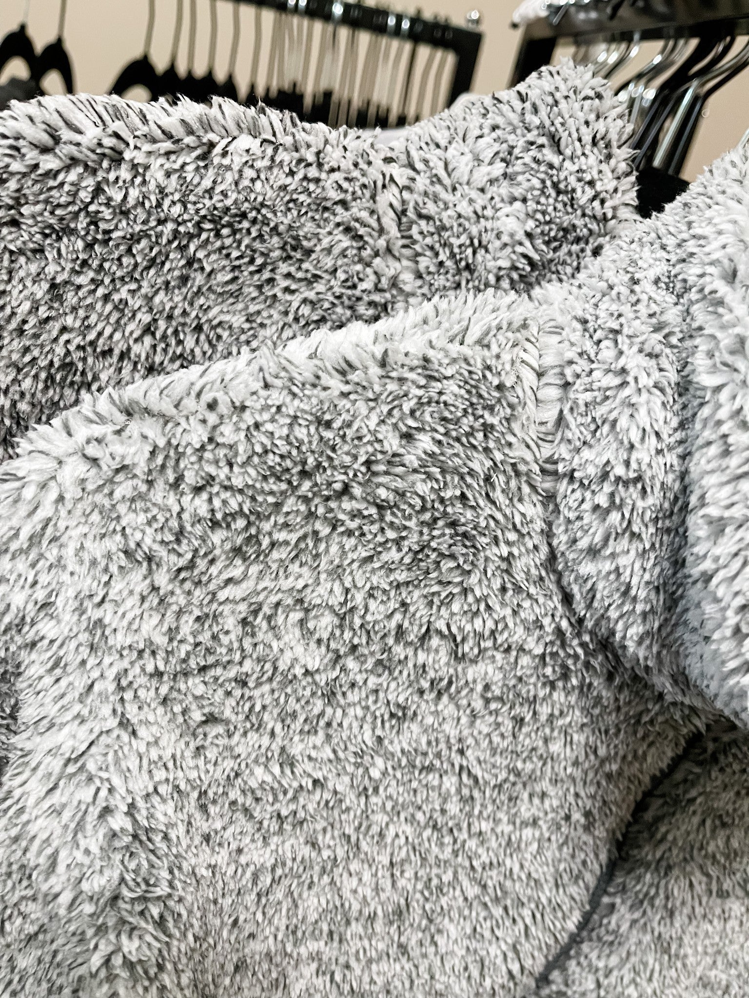Melange Faux Fur Half Zip Pullover