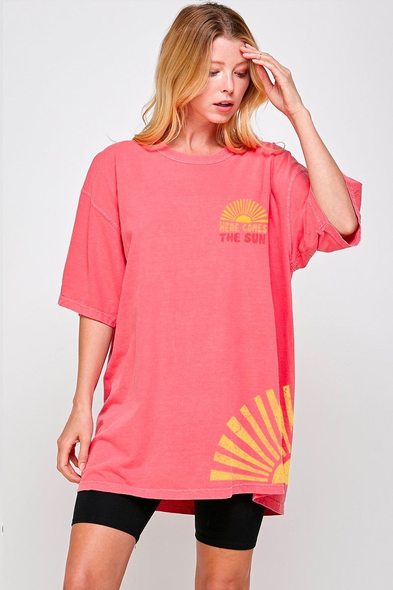 Here Comes The Sun Oversized Graphic Tee