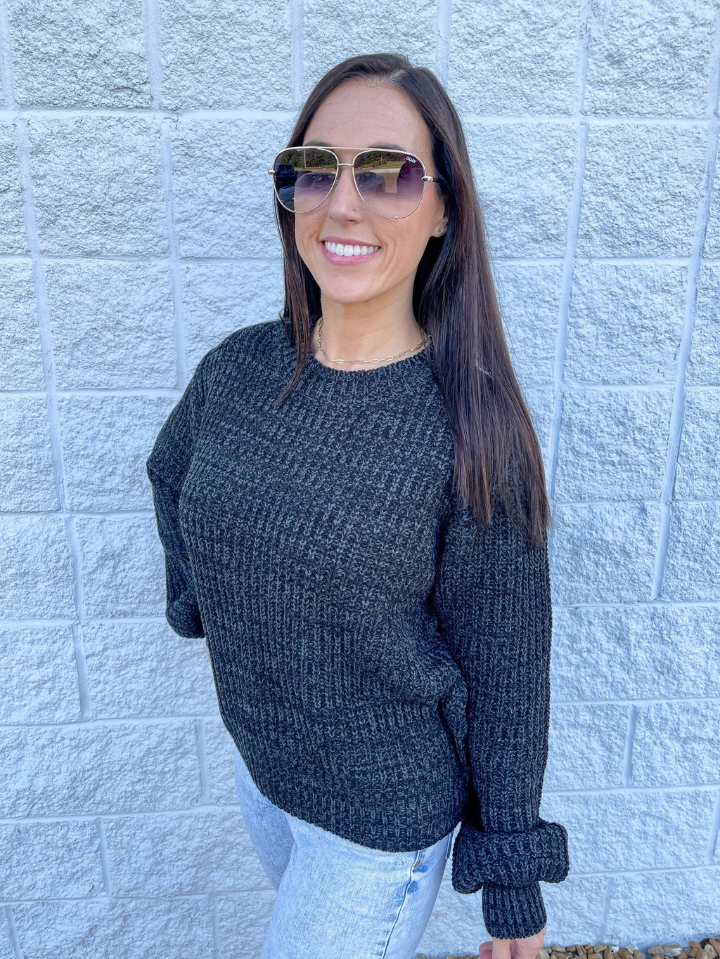 Melange Balloon Sleeve Sweater