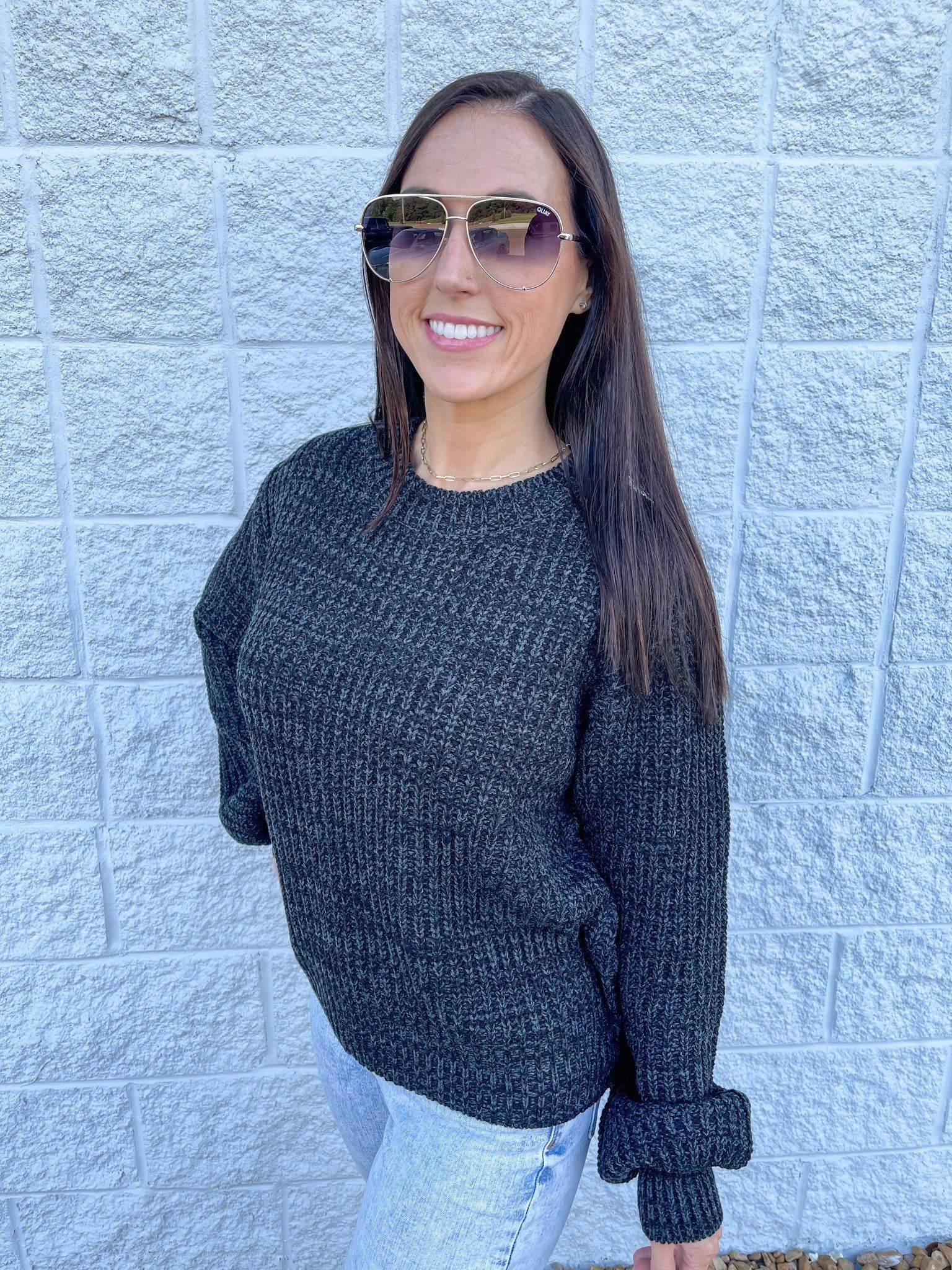 Melange Balloon Sleeve Sweater