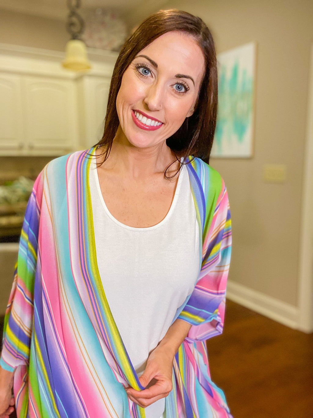 Multi Stripe Kimono