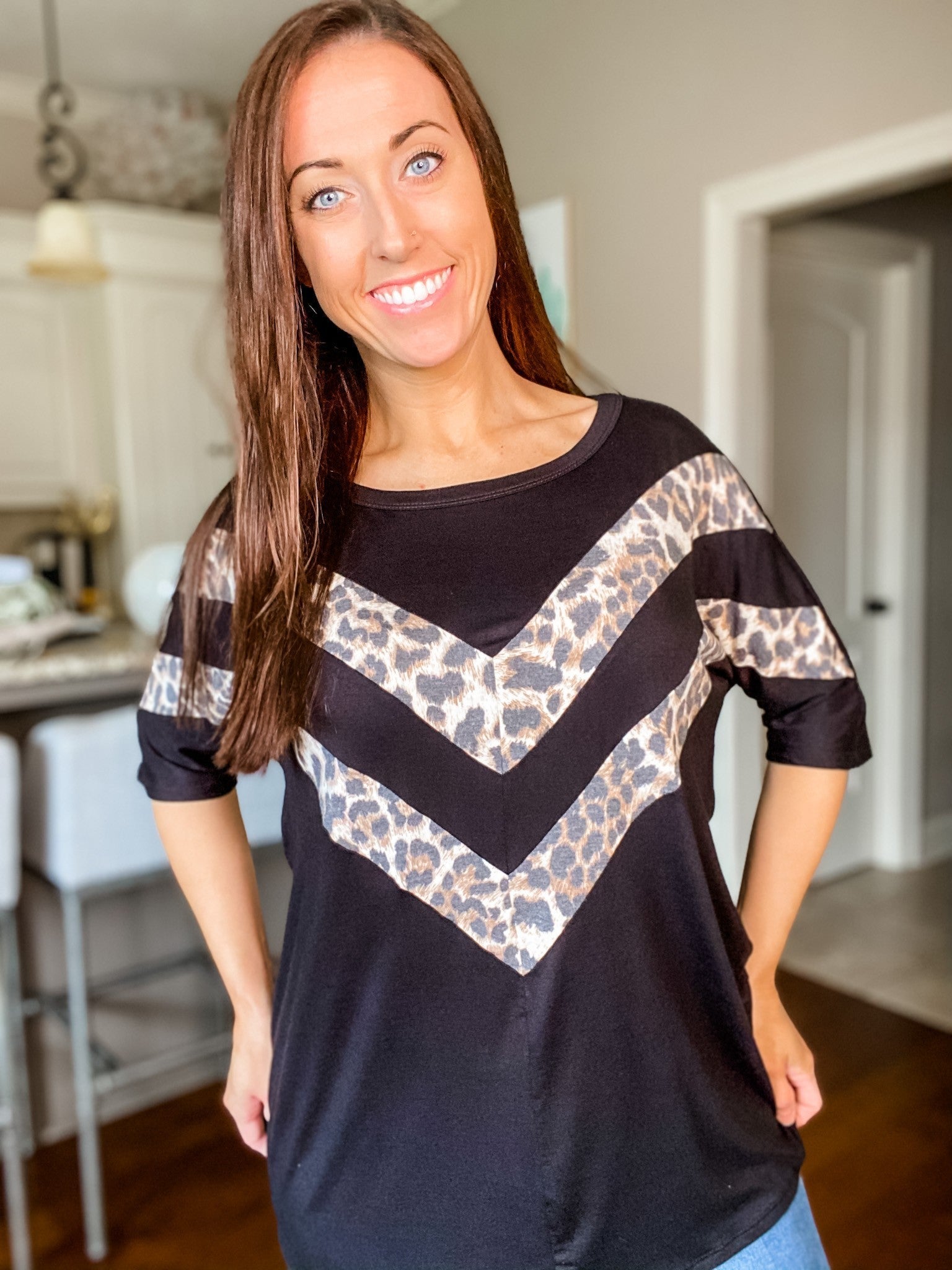 Chevron Animal Print Top