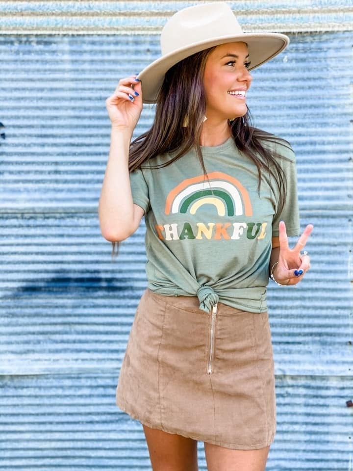 Rainbow Thankful Tee