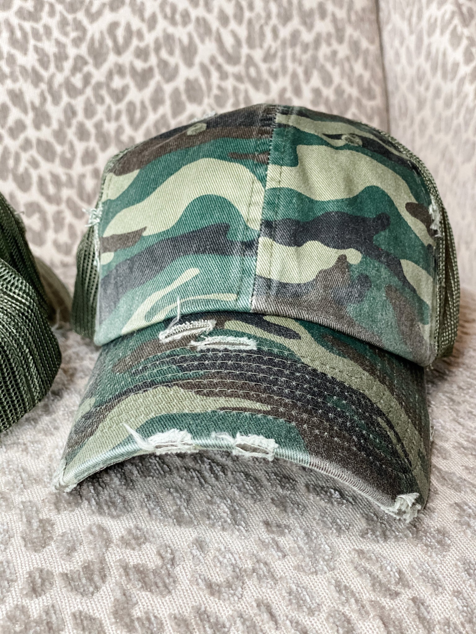Distressed Camo Trucker Hat