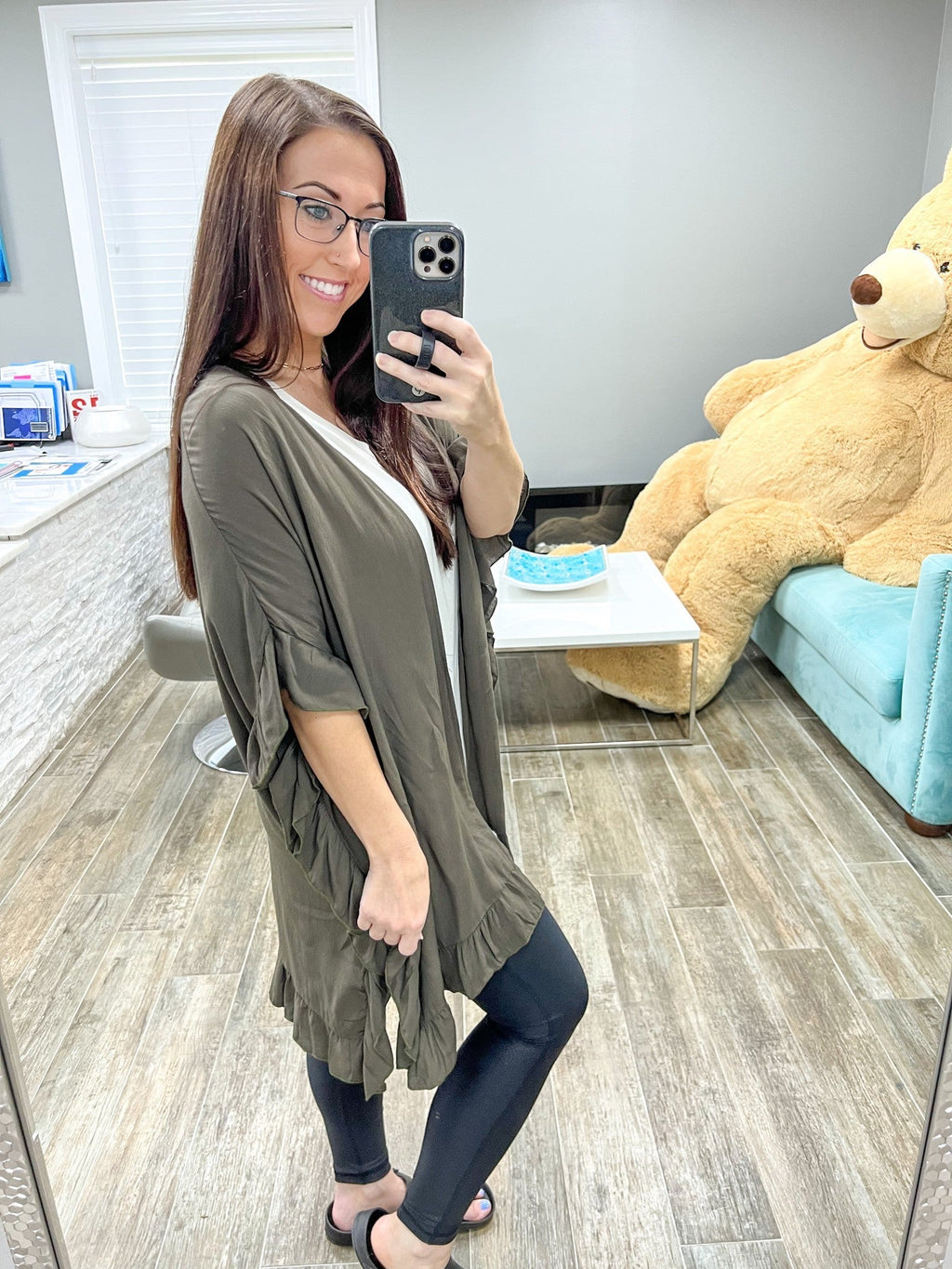 Ruffle Hem Dolman Kimono