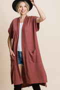 Solid Ribbed Short Sleeve Cardigan