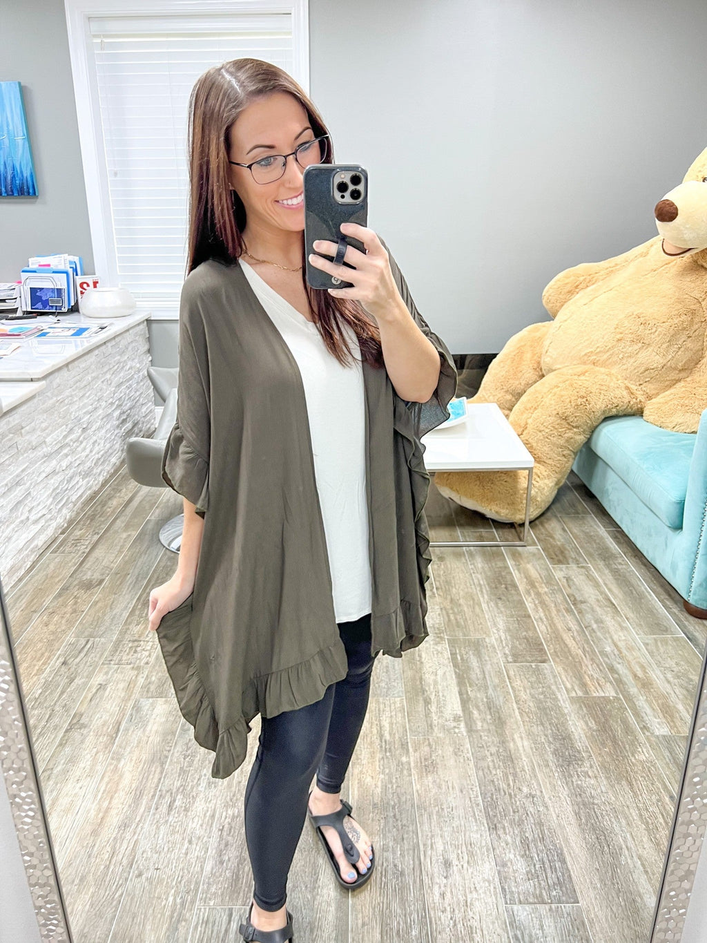Ruffle Hem Dolman Kimono