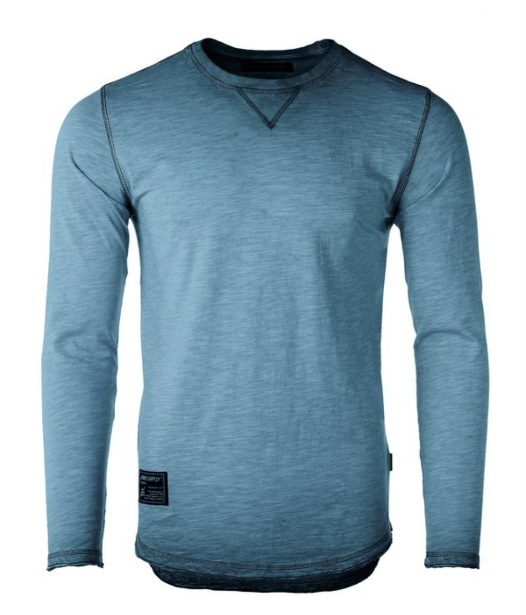Men's Crewneck Raw Cut Edge Oil Wash Vintage Tee