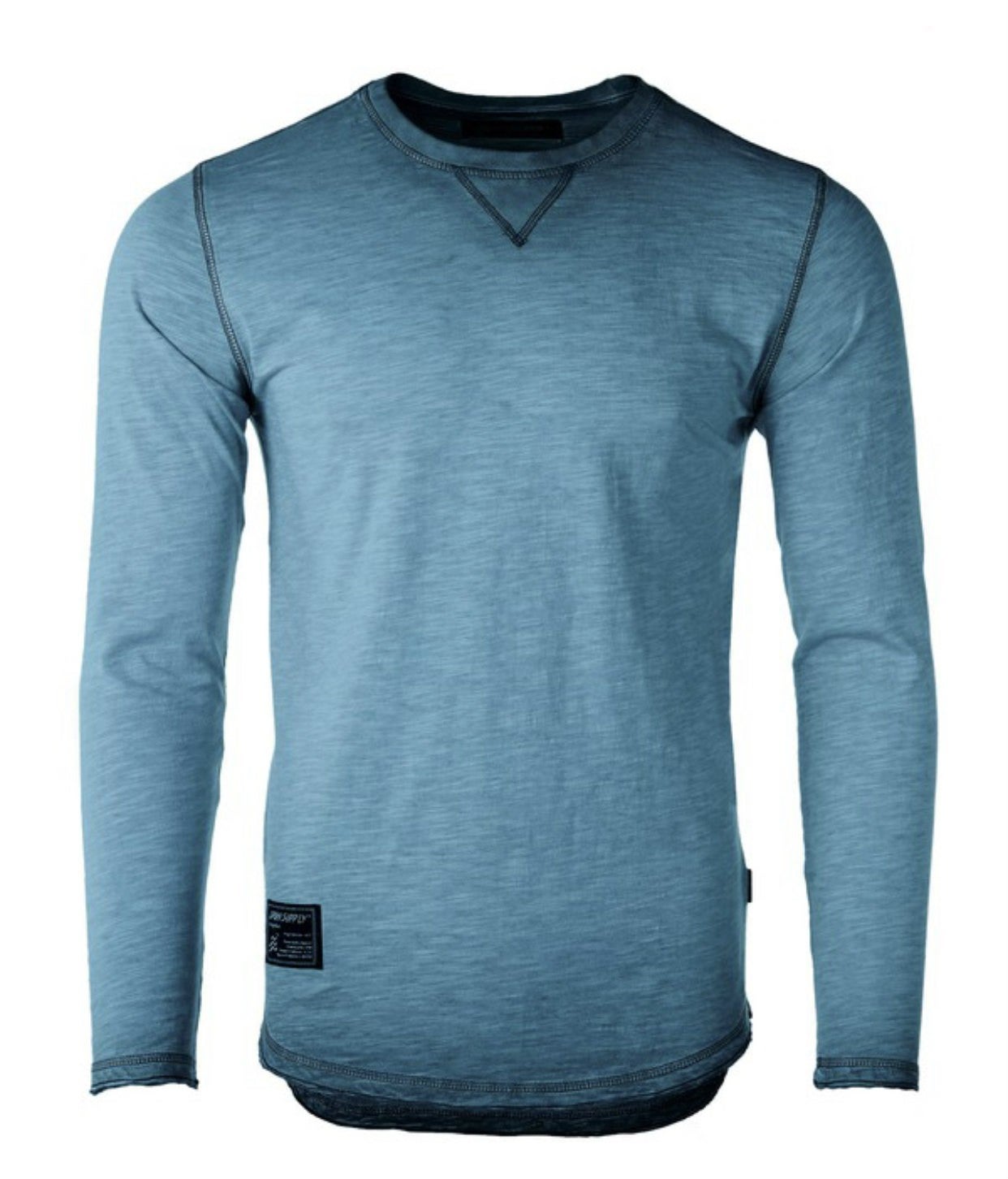 Men's Crewneck Raw Cut Edge Oil Wash Vintage Tee
