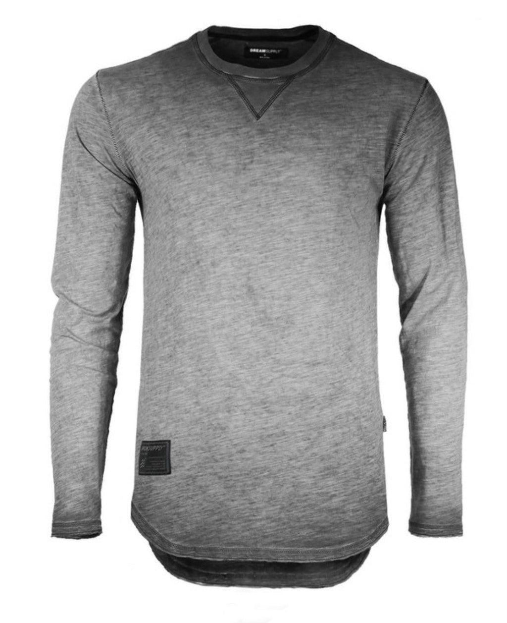 Men's Crewneck Raw Cut Edge Oil Wash Vintage Tee