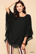 Sheer Contrast Flowy Top