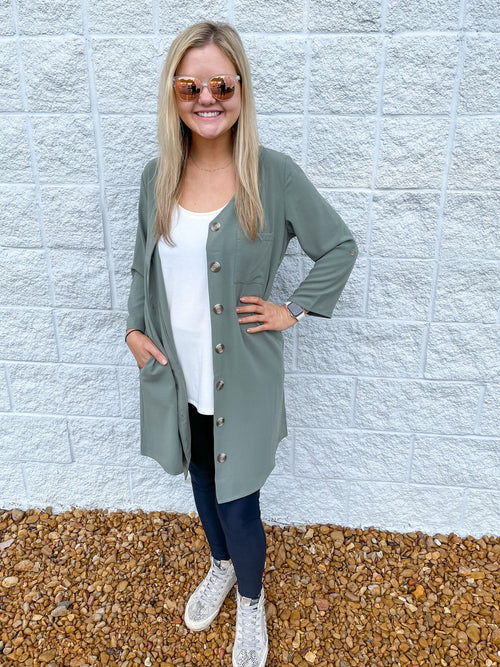 Button Up Cardigan Tunic Dress